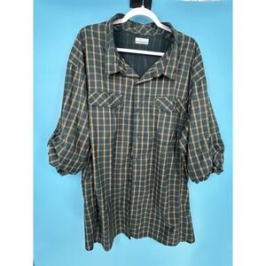 Columbia  Plaid Button-Up Fishing Shirt 4X  Green/Blue Yellow Long Sleeve